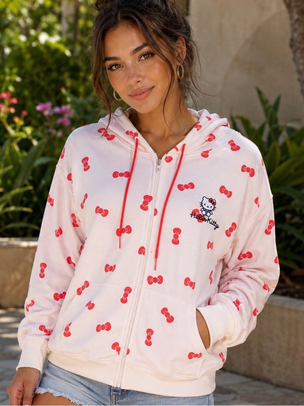 Hello Kitty hoodie Pink and Red Bow design NEW